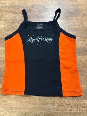 Black & Orange Tank Top with Graphic